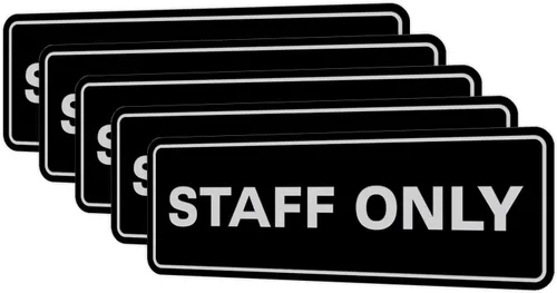 Vista 110 de All Quality Letrero estándar para pared o puerta Fácil instalación Señales de trabajo de oficina Seguridad mejorada – Negro – Pequeño