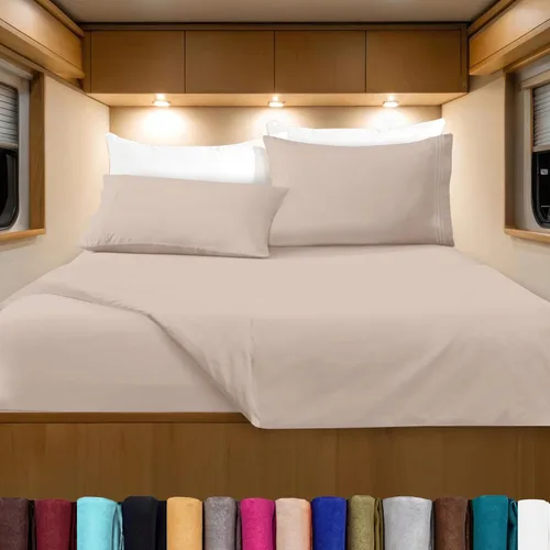 Vista 68 de Elegant Comfort Lujoso juego de sábanas de microfibra de alta calidad 1500 hoteleras bordadas de tres líneas más suaves de 4 piezas, resistente a