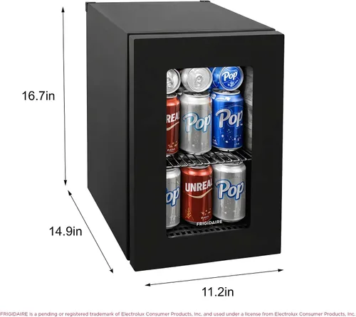 Vista 5 de Frigidaire Refrigerador de bebidas con puerta de vidrio de 0.6 pies cúbicos, mini refrigerador con pantalla digital con control electrónico
