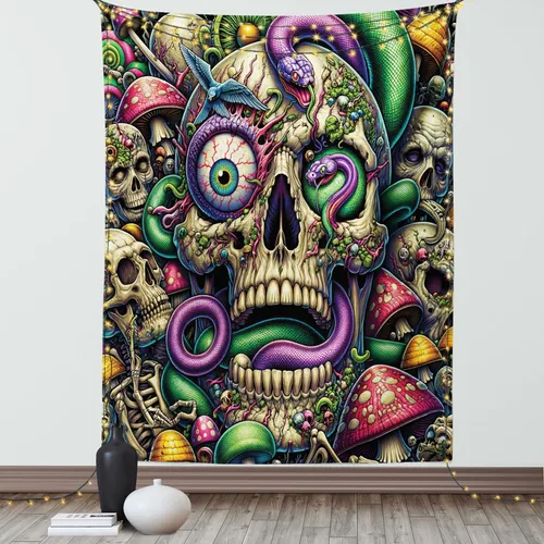 Vista 4 de Ambesonne colección de decoración del hogar, tapices de pared para recámara, sala de estar, recámara, multicolor 2-Verde oscuro Arena Marrón