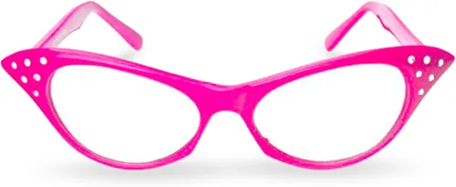 Vista 2 de Disfraz retro de ojo de gato rosa y blanco con diamantes de imitación de hip hop paquete de 2 1 rosa y 1 blanco