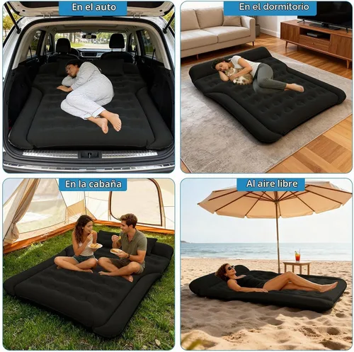 Vista 3 de Colchón de aire SUV, cama inflable para coche, negro Colchón de aire grueso para automóvil, a prueba de fugas, cómodo y duradero, cama de coche