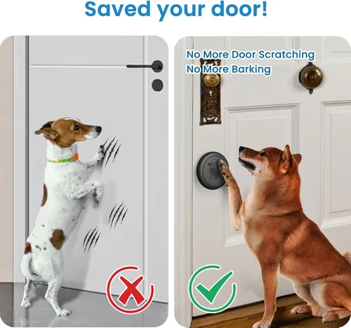 Vista 5 de timbre de puerta para perros para salir al exterior, timbre de puerta para perros inalámbrico que funciona a 1000 pies con botón táctil impermeable