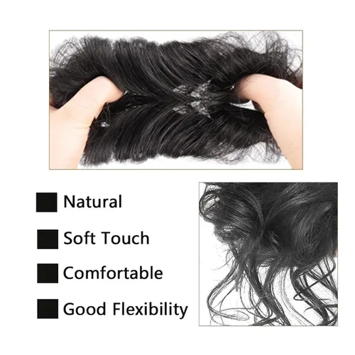 Vista 6 de Tousled Updo - Coleta de cola de caballo con banda elástica para el cabello, extensiones de cabello sintético corto ondulado rizado para mujeres