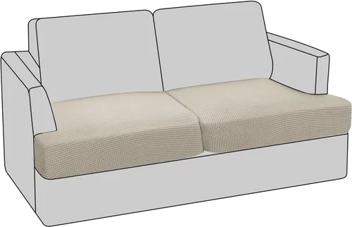Vista 18 de PrinceDeco Funda elástica para sofá biplaza con cojín en forma de T para sofá de 2 cojines, funda de asiento con parte inferior elástica, apta