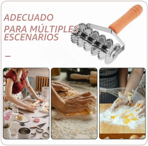 Vista 7 de UPKOCH Cortador de pastelería de acero inoxidable con mango de madera masa