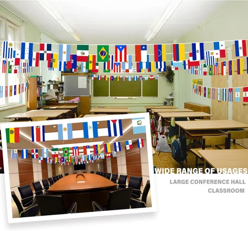Vista 2 de Banderín de bandera de América Latina de 21 países, mini banderines pequeñas banderines banderines, banderas latinas para el mes hispano patrimonio