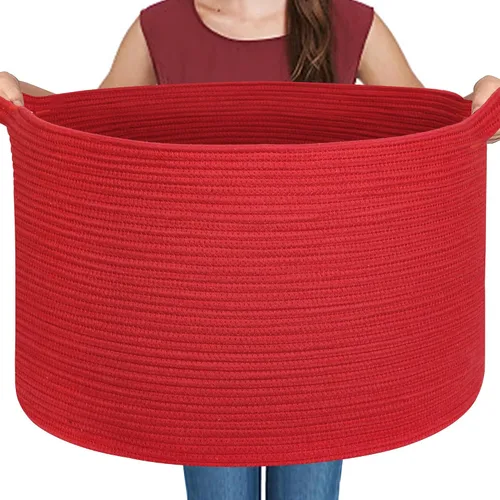 Vista 25 de MEGASKET Cesta grande de manta negra, 22 x 22 x 14 pulgadas, contenedor de cuerda tejida para almacenamiento, caja de almacenamiento de juguetes
