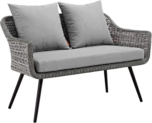 Vista 17 de Modway EEI-3176-GRY-GRY-SET - Sillón Endeavor de mimbre para patio al aire libre, 2 sillones, gris