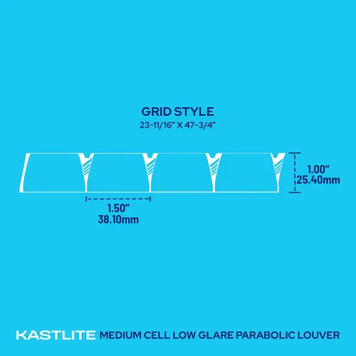 Vista 3 de KASTLITE Para-Lite - 2 cubiertas de luz de techo parabólicas - Difusor de lámpara superior de comodidad visual - Paneles de 23.7 x 47.7 pulgadas
