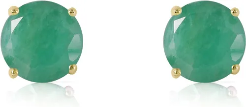 Vista 2 de Aretes de oro amarillo macizo de 14 quilates con esmeralda de 0.95 quilates "Spring Doesn't Fade