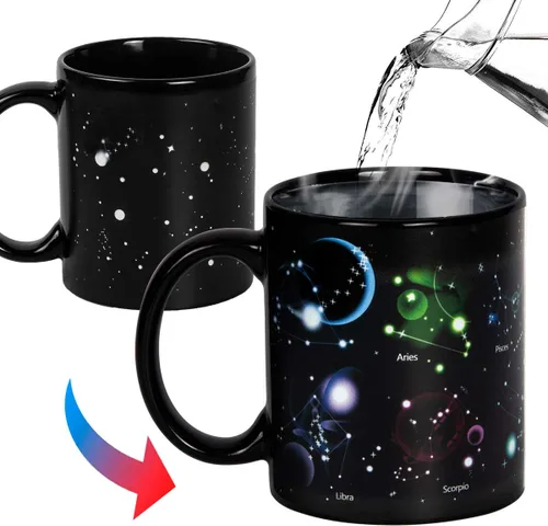 Vista 6 de Kmiles Taza con cambio de calor de árbol de Navidad y muñeco de nieve, taza mágica que cambia de color para café/té, 12 onzas, azul/rojo/blanco