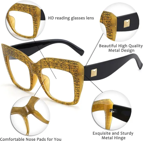 Vista 5 de FEISEDY Gafas cuadradas de gran tamaño Marco Gafas Mujeres B2475