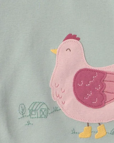 Vista 2 de Carter's Conjunto de pijama de algodón ajustado de 4 piezas para niña Pollo Country Green