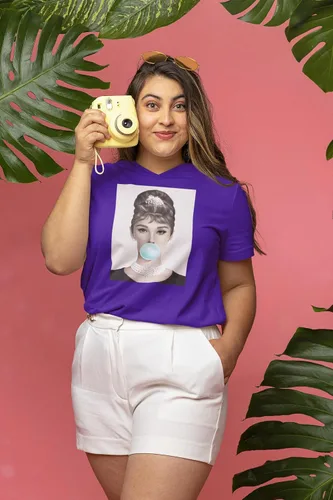 Vista 3 de Expression Tees Audrey Hepburn Chewing Bubble Gum American Icon - Body de una pieza y camiseta para niños pequeños
