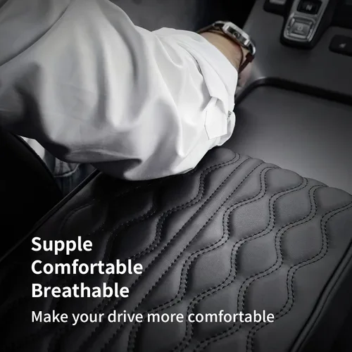 Vista 3 de Cubierta Elevadora para Consola Central de Automóvil, Almohadillas Elevadoras de Espuma Viscoelástica de Cuero para Reposabrazos de Automóvil