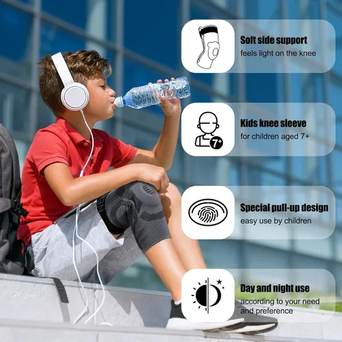 Vista 5 de NEENCA Rodillera para niños, rodillera de compresión para niños y niñas. Rodillera para niños y niñas. Rodillera para niños con almohadilla de gel