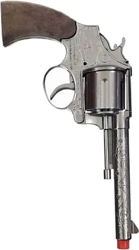 Vista 5 de PARRIS CLASSIC QUALITY TOYS EST. 1936 - INSIGNIAS DE TEXAS RANGER - Funda única gris decorada, acción de cañón con rotura en la punta del dedo