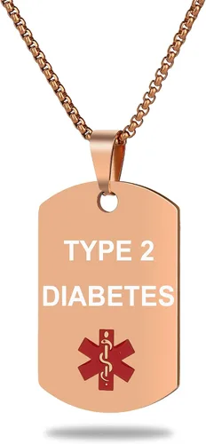 Vista 49 de Collar de alerta médica, etiqueta grabada con láser, grabado personalizado, etiqueta de identificación de acero inoxidable, colgante para hombres