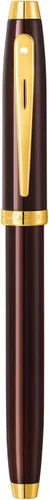 Vista 6 de Sheaffer 100 9370 Brillante Café Marrón Rollerball Pen Con PVD Oro Trim - Medio