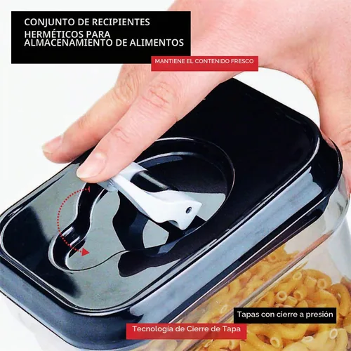Vista 7 de DWËLLZA KITCHEN Contenedores herméticos para almacenamiento de alimentos con tapas, juego de 6 recipientes herméticos de almacenamiento de cocina 01
