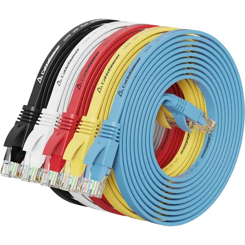 Vista 10 de Cable Ethernet Cat 6 de 1 pie (paquete de 5) (a un precio Cat5e pero mayor ancho de banda) Cable de red de Internet Cat6 plano – Cables de conexión