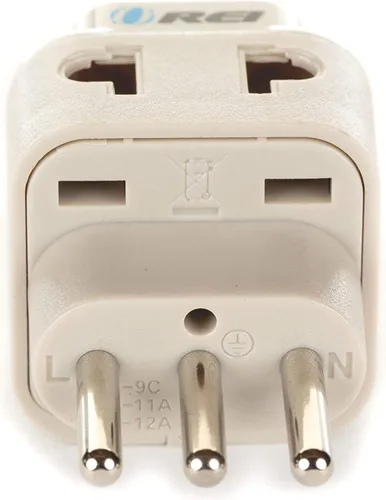 Vista 5 de OREI Adaptador de enchufe universal 2 en 1 tipo L para Italia, Uruguay y más - Certificado CE - Cumple con RoHS WP-L-GN
