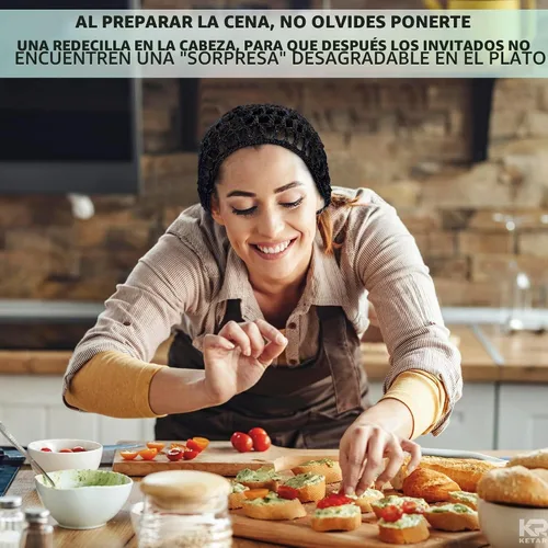 Vista 8 de KETAR 4 redes para el cabello para dormir, 5.5 x 7, gorra de malla viscosa Red para el cabello para prensa de seda; suave y cómoda para un uso