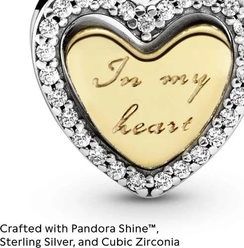 Vista 3 de PANDORA Jewelry In My Heart - Dije de circonita cúbica con corazón dividido en plata de ley y brillo, Metal, Circonita Cúbica