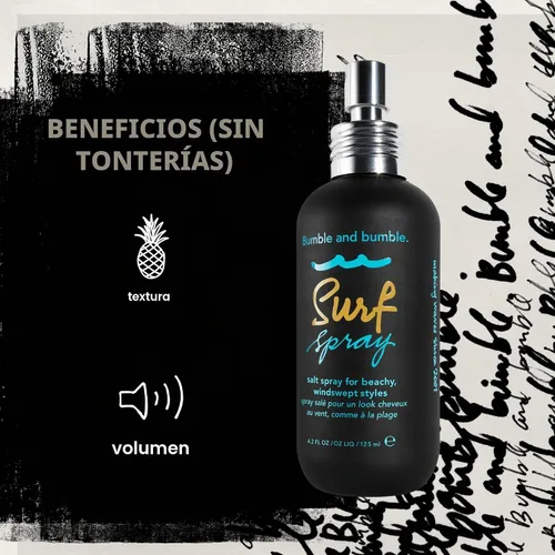Vista 7 de Bumble and bumble. Surf Sea Salt Spray Voluminizante Añade textura + acabado mate, ondulado recto