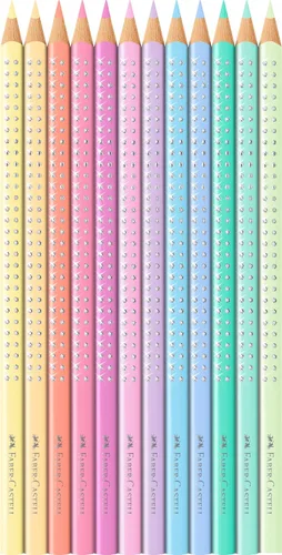 Vista 2 de Faber-Castell Lápices de color Sparkle Pastel, paquete de 12 en estuche de metal