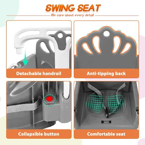 Vista 3 de Juego de columpio plegable para bebé y niño pequeño, uso en interiores y exteriores, columpio con rebotador para bebé, juego de columpio seguro