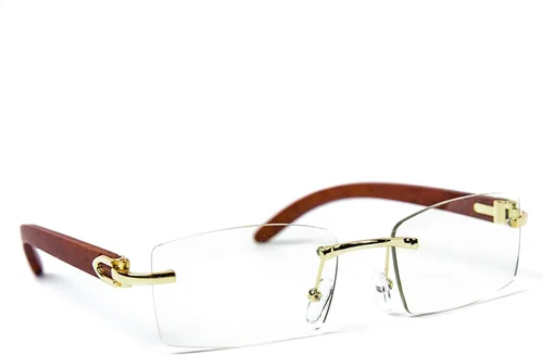 Vista 2 de Street Knitted Gafas de hip hop de moda para hombre con marco dorado retro vintage, Oro