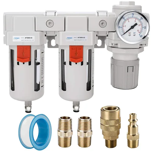 Vista 8 de Sistema de secado de aire NANPU NPT de 1", filtros de aire dobles y regulador de presión