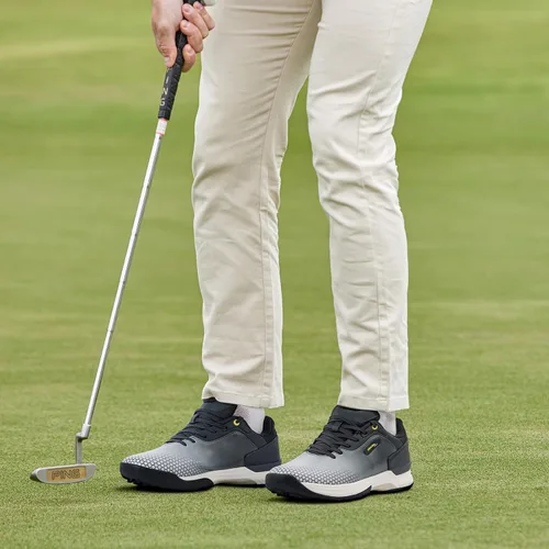 Vista 8 de FitVille Zapatos de golf anchos y extra anchos para hombre, zapatos de golf profesionales impermeables para exteriores para hombres
