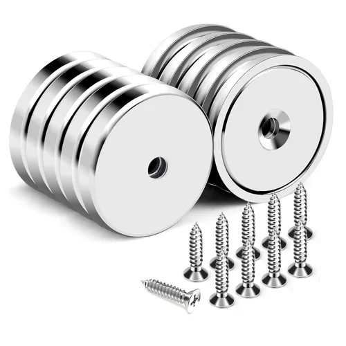Vista 12 de Imanes de taza con agujero avellanado, imán con tornillo, imanes con base redonda con fuerza de sujeción industrial, 60 libras de fuerza