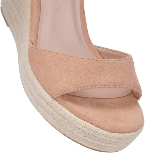 Vista 4 de VICKIVICKI Sandalias de plataforma para mujer, alpargatas de cuña, correa de tobillo, puntera abierta, con cordones