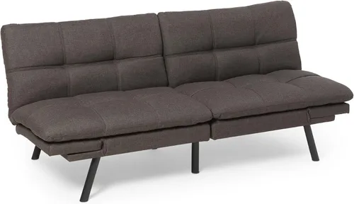 Vista 6 de Amazon Basics Sofá biplaza marrón, sofá convertible de espuma viscoelástica, sofá cama moderno para sala de estar pequeña y compacta, oficina