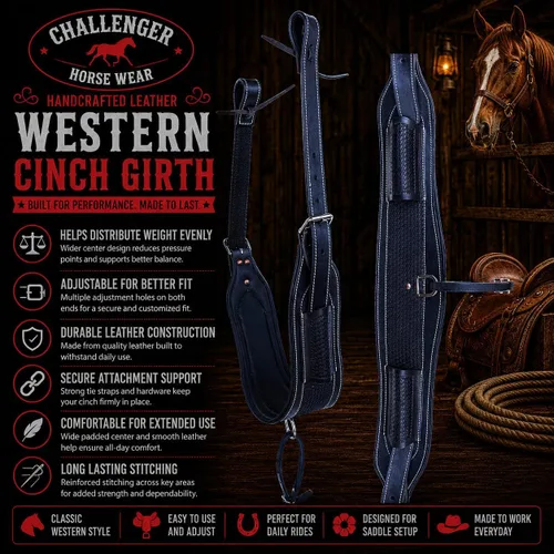 Vista 4 de Horse Western Tooled Padded Leather Rear Flank Saddle Cinch Billets 9782