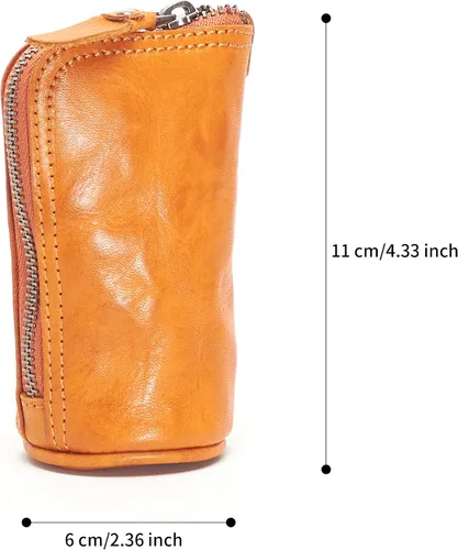 Vista 7 de Ancicraft Funda de cuero para llaves y llaveros, organizador de anillos, cartera con cremallera para hombres y mujeres