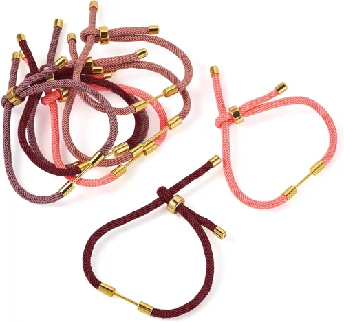 Vista 31 de 10 piezas de pulseras de cordón trenzado de nylon para hacer pulseras deslizantes ajustables con accesorios de latón dorado para accesorios de Negro