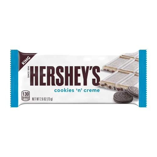 Vista 3 de HERSHEY'S COOKIES 'N' CREME Caramelos de tamaño King, a granel, envueltos individualmente, barras de 2.6 onzas (18 unidades)