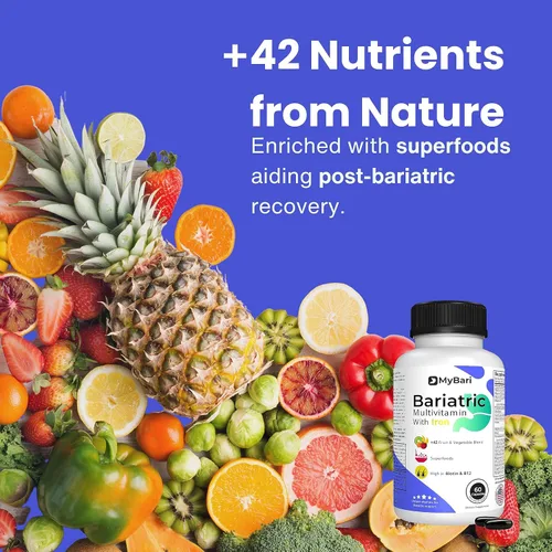Vista 4 de Multivitamínico bariátrico todo en uno con hierro, fabricado en Estados Unidos, para hombres y mujeres, soporta manga gástrica y bypass con más