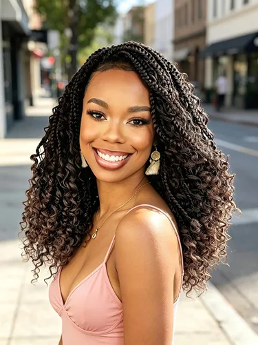 Vista 17 de Wodun Extensiones de Cabello de Ganchillo con Trenzas de Caja Goddess de 10 Pulgadas Pre-Enrolladas, Cabello de Ganchillo con Extremos Rizados Para