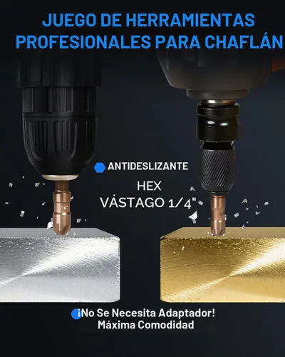 Vista 5 de COMOWARE Juego de brocas avellanadas, herramienta de chaflán M35 HSS 6 piezas, broca de chaflán de vástago hexagonal de 1/4 pulgadas, broca