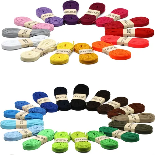 Vista 4 de DELELE Cordones planos sólidos huecos gruesos para zapatos atléticos, 2 pares