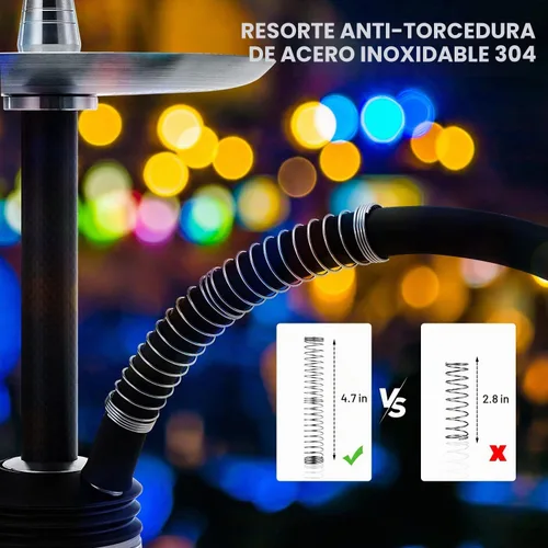 Vista 5 de Kitosun D-Hose Juego de manguera para cachimba – Accesorios para shisha premium de 1.1 pies de largo mango de boquilla de aluminio desmontable Negro