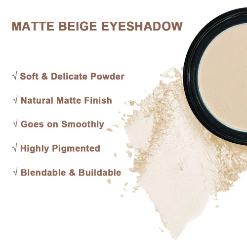 Vista 3 de Mysense Paleta de sombras de ojos individuales beige mate, maquillaje de sombra de ojos en polvo prensado, color nude neutro, alto pigmento de larga