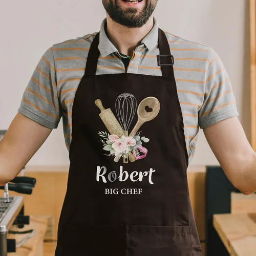 Vista 3 de Delantal Familiar Personalizado a juego con Nombres para Navidad, Regalo para Abuela, Delantales "Mamá y Yo" con Bolsillos, Delantales de Cocina