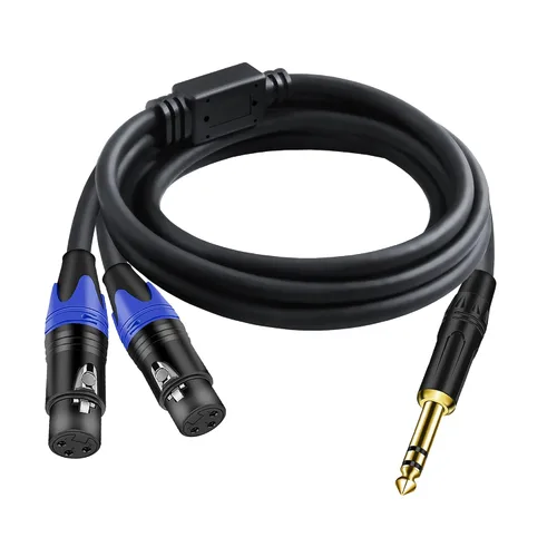 Vista 10 de Doble hembra XLR a 1/4 pulgadas (0.250 in) TRS estéreo macho enchufe Y-Splitter Cable, desequilibrado 2-XLR hembra a cuarto de pulgada adaptador